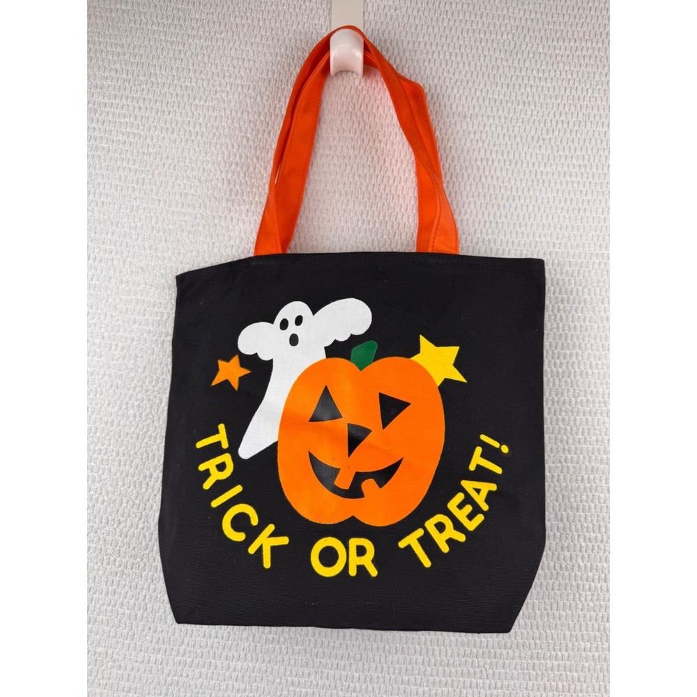 Lillian Vernon Halloween Trick or Treat Bag 1991 Canvas Pumpkin Ghost Vintage